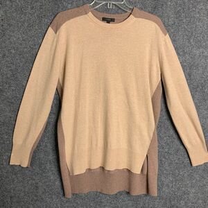 J. Crew Two Tone Wool Blend Tunic Sweater Women M Tunic Hi Low Crew Neck Pullove